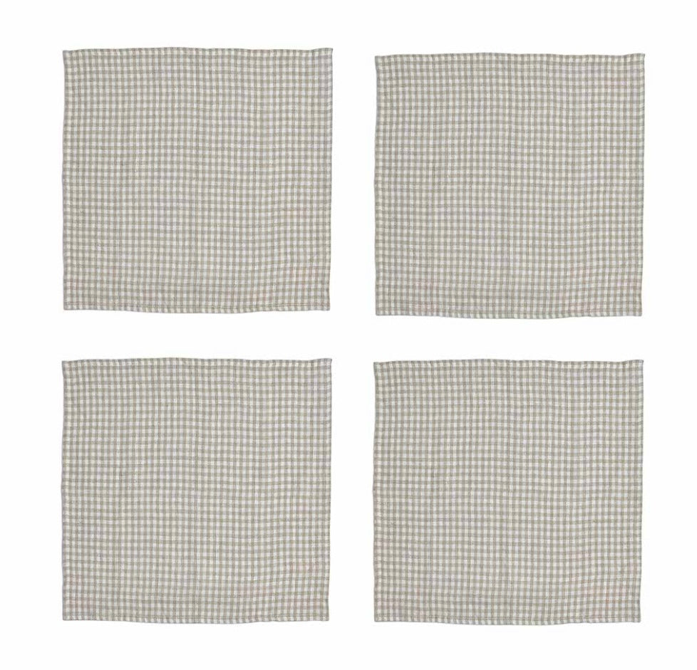 Checked Gingham Napkin Set of 4 Natural