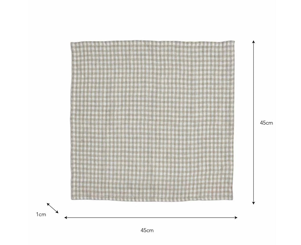 Checked Gingham Napkin Set of 4 Natural