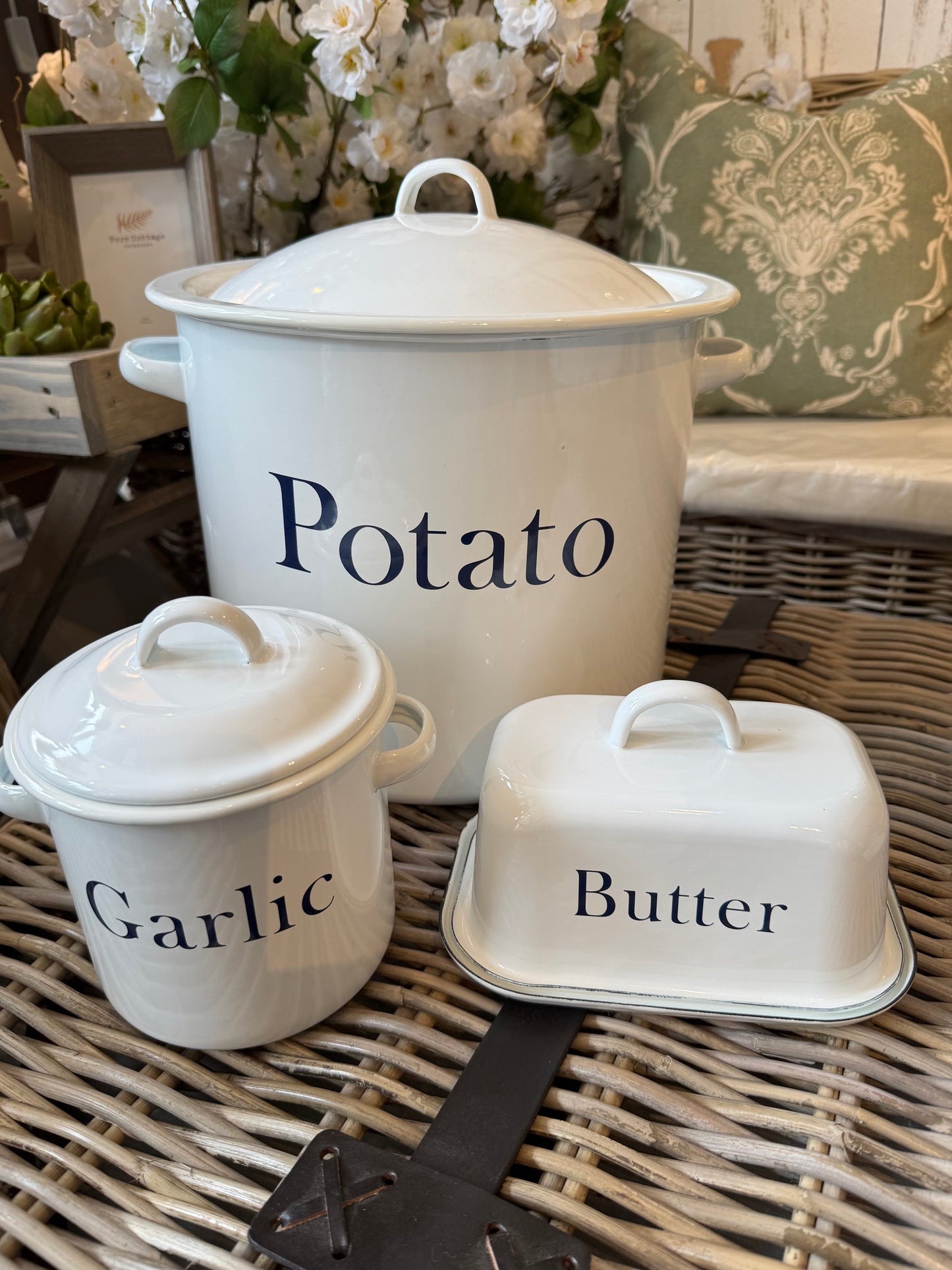 Enamel Butter Dish with Lid