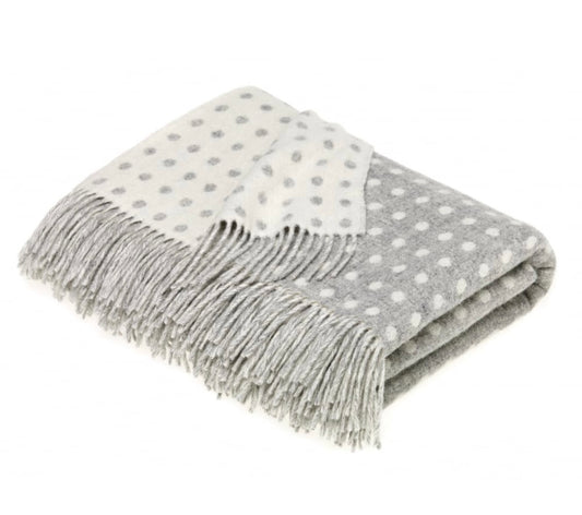 BRONTE BY MOON
Luxury Merino Lambswool Spot Throw - Grey