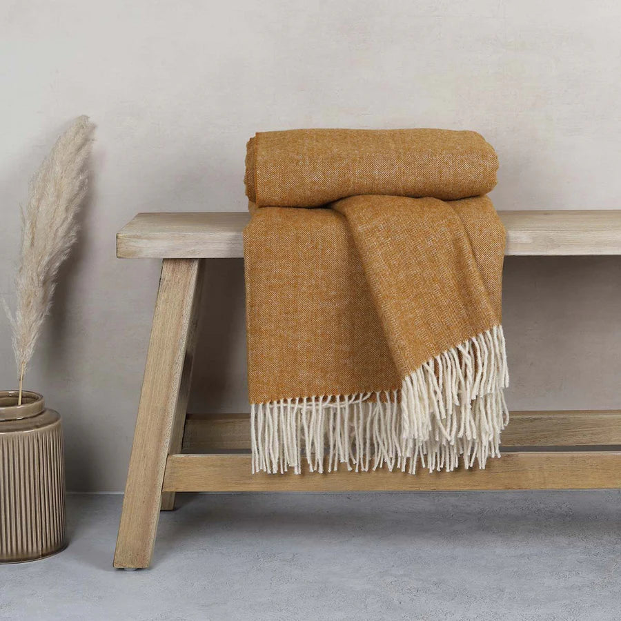 Ochre Pure Wool Throw