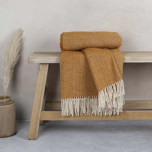 Ochre Pure Wool Throw