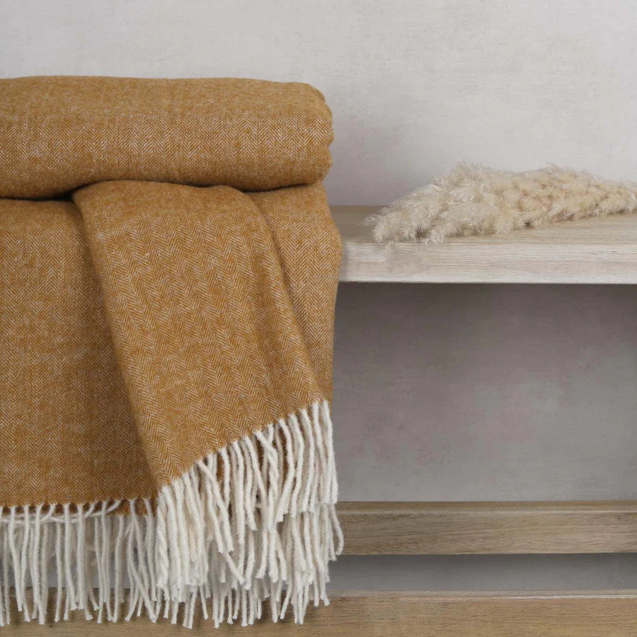 Ochre Pure Wool Throw