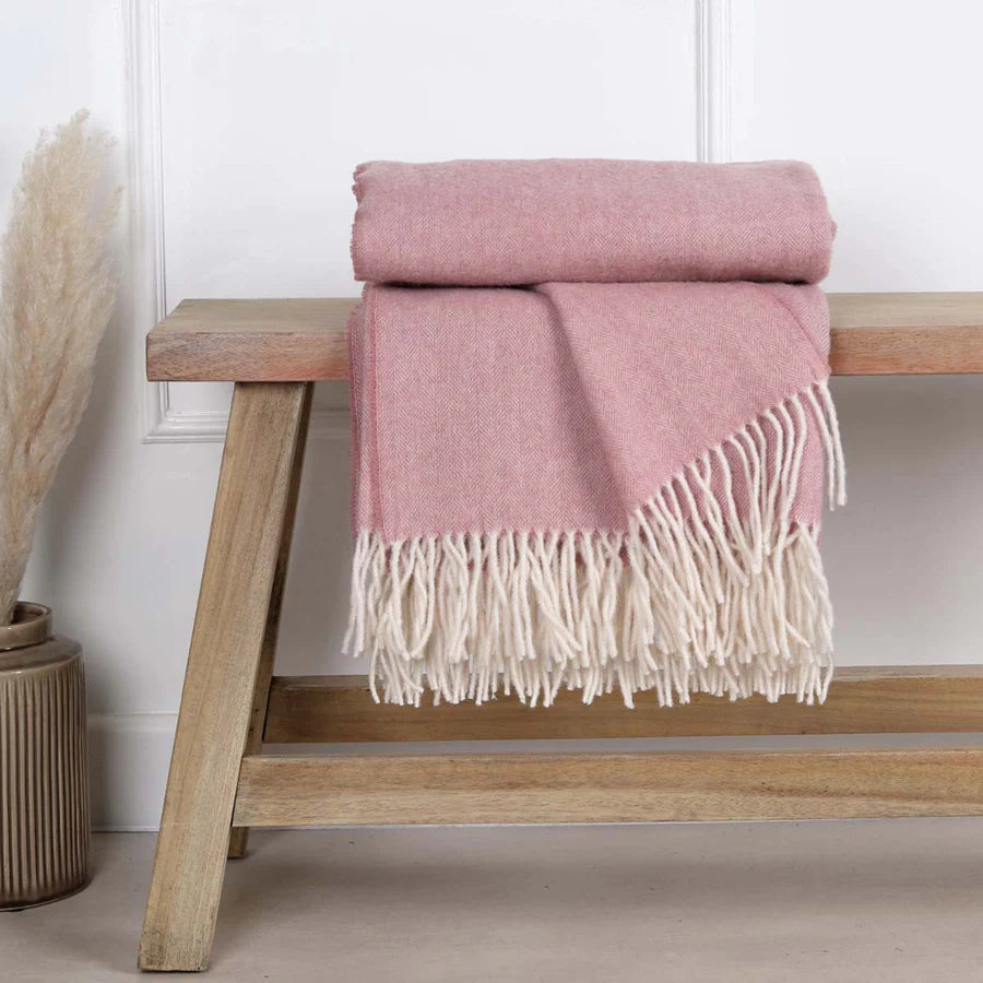 Soft Pink Pure Wool Throw