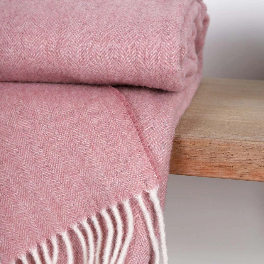 Soft Pink Pure Wool Throw