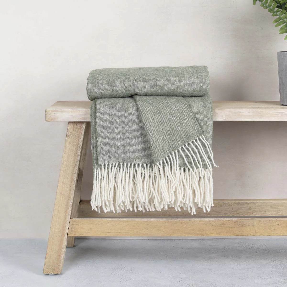 Olive Pure Wool Throw