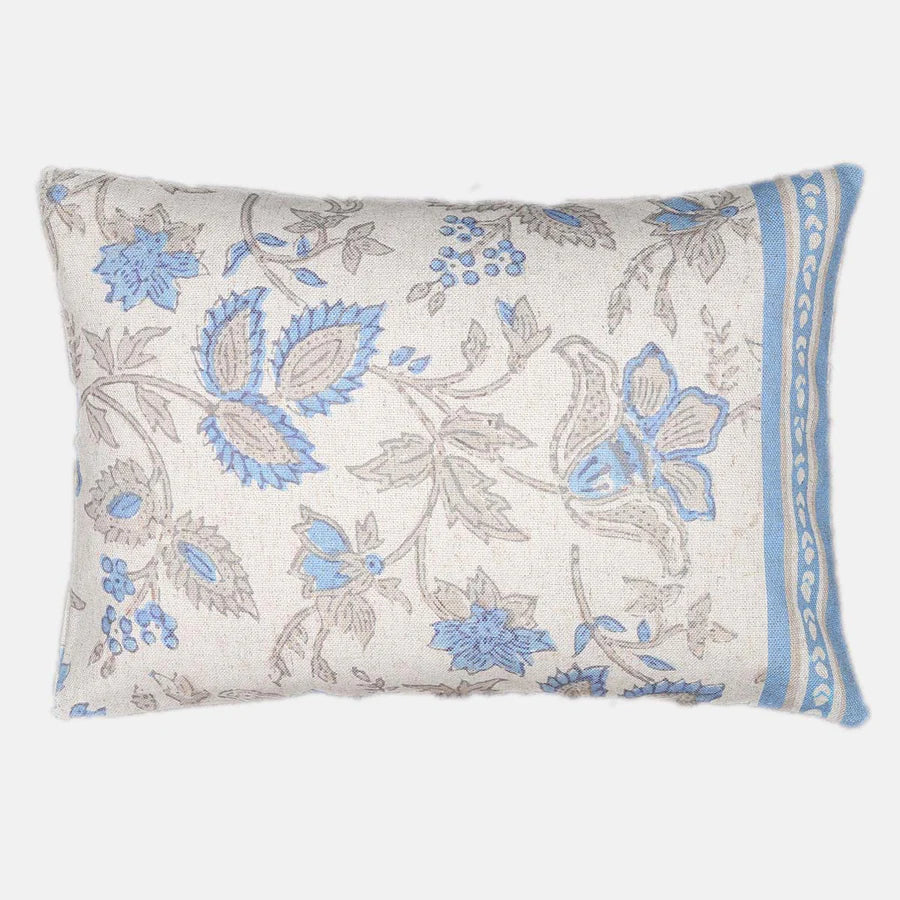 Blue Flower Cushion Oblong