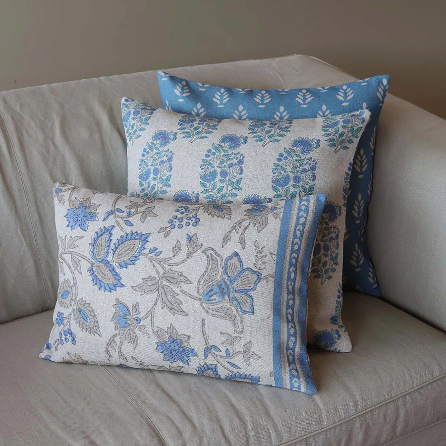 Blue Flower Cushion Oblong