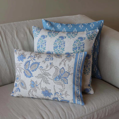 Blue Flower Cushion Oblong