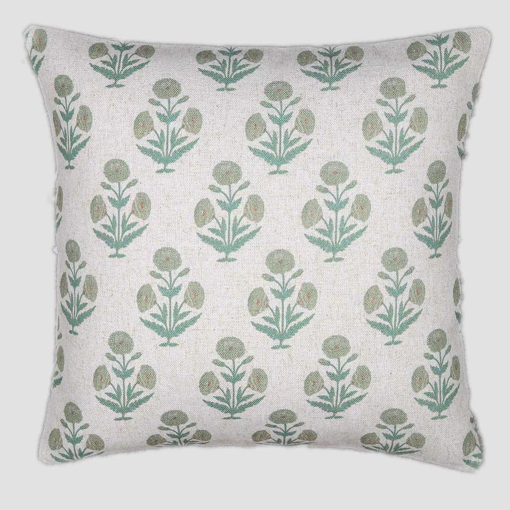 Poppy Field Olive & Cream Cushion