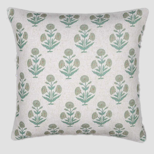 Poppy Field Olive & Cream Cushion