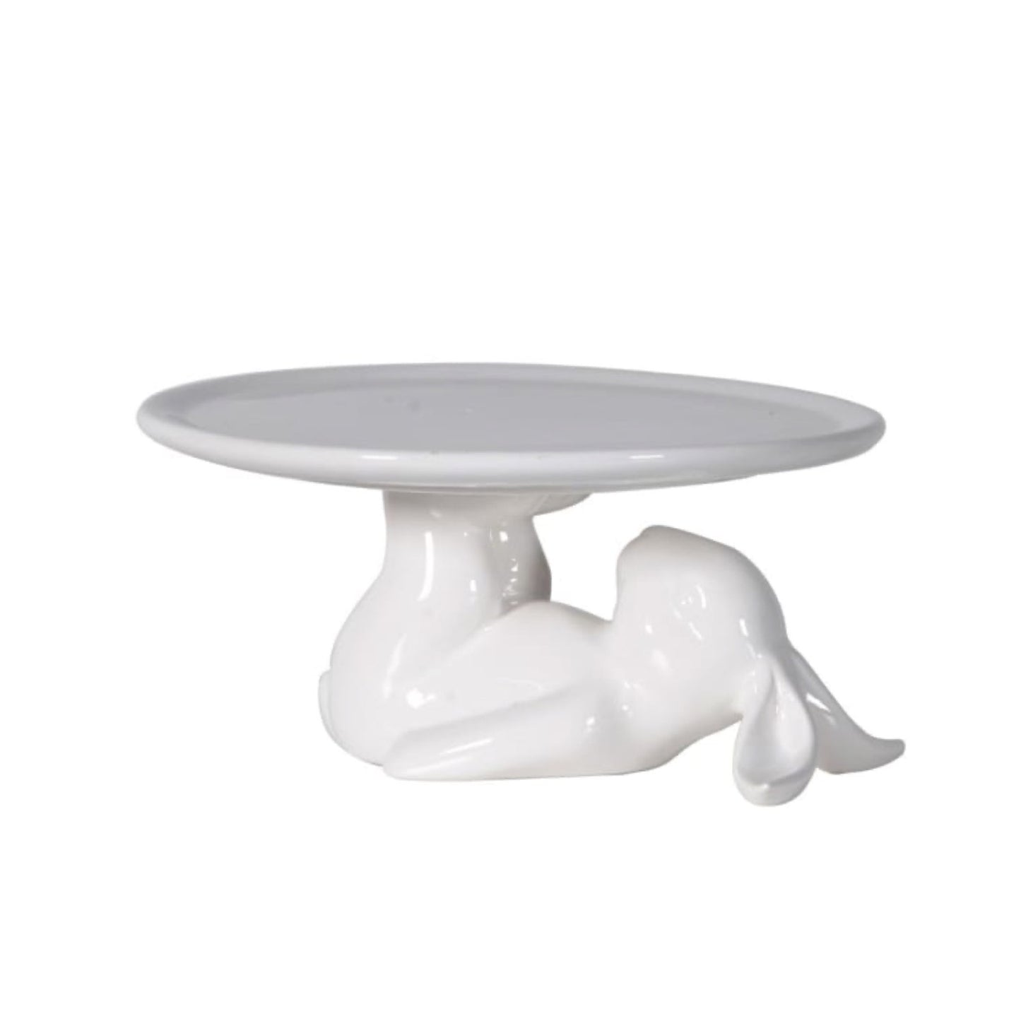 White Ceramic Rabbit Cupcake Plate