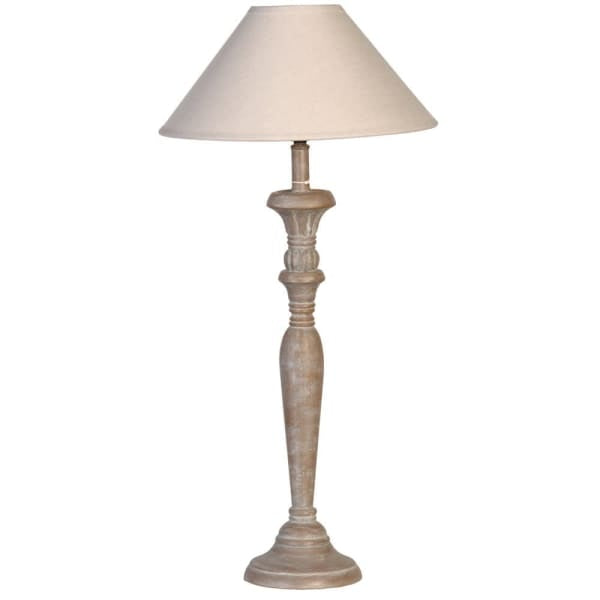 Grey Wash Base Lamp with Linen Shade