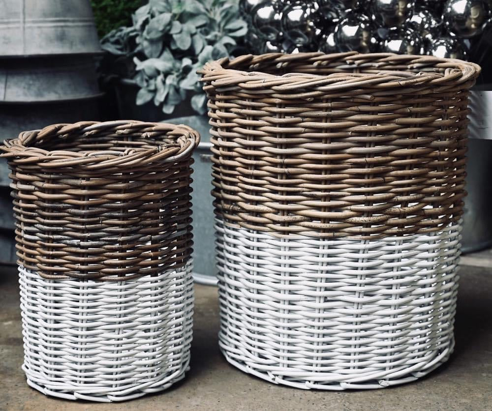 White & Willow Round Basket