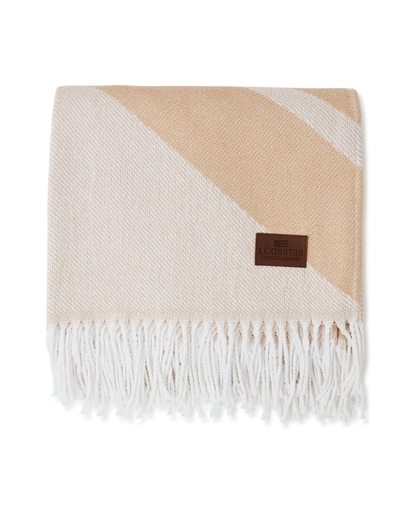 Lexington Recycled Cotton Logo Throw Beige/White