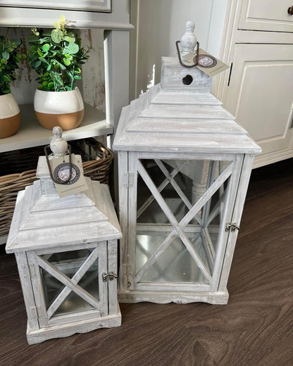 Antique Washed Wooden Lanterns